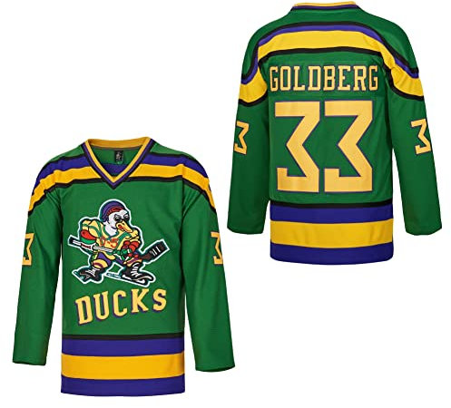 D-5 Herren Mighty Ducks #96 Conway #99 Banks Eishockey-Trikot, #33, Grün, 3X-Groß