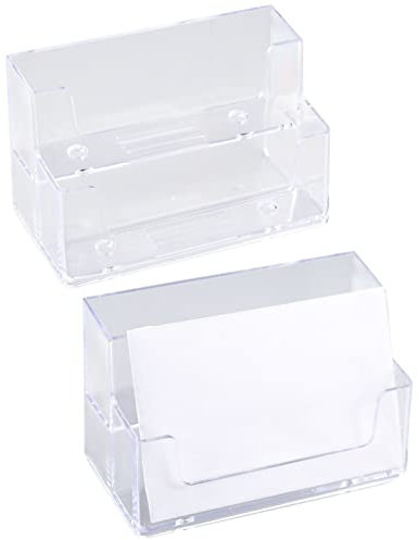 2 Stück Visitenkartenhalter, 2 Ebenen Acryl-Karten-Display-Schreibtisch-Ständer für den Schreibtisch, ordentlich, Zubehör für Zuhause und Büro