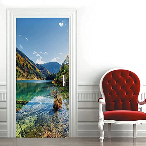 Türtapete Selbstklebend Seen Und Berge Naturlandschaft 90 X 210 Cm Türtapete Selbstklebend Türposter,Fototapete Selbstklebend 3D Pvc Türaufkleber Diy Türbild,Türfolie Poster Tapete - Fotos Von Der H