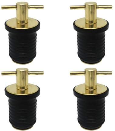 DONGKER Boot Lenzstopfen, 4 Stück 1-Zoll Messing Ablassschraube, Marine Verschlussstopfen Ablassstopfen mit T-Griff für 25 mm Loch, Marine Bootszubehör