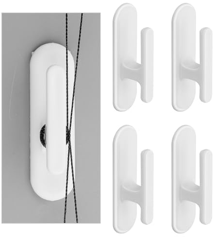 DSLSQD 4 ganci di sicurezza per avvolgicavo ciechi, ganci adesivi da parete, a prova di bambini, per casa, ufficio, finestre, tende, tende da sole, corde bianche