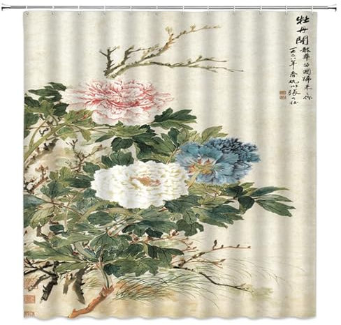 Syiboo Fiori colorati Tenda da Doccia 300x180cm,Tenda per Doccia Antimuffa Impermeabile,Grande Lavabile Lusso Tende Esterno Poliestere con 12 Ganci,3D Shower Curtain per Famiglia Dormitorio Bagno