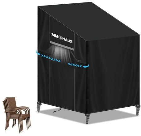 SIMPHAUS Housse Chaise Extérieure Imperméable - Protection Anti-UV Tissu Oxford 420D - 65x85x120/85cm