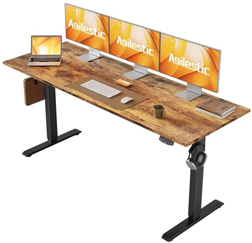 Agilestic höj- och sänkbart skrivbord 160 x 60 cm Ett robust skrivbord med elektrisk höjdjustering och manuella reglage med minnesfunktion. Ett ergonomiskt datorskrivbord som passar, brunt