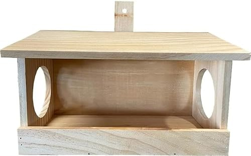 Vision4ever 1Pcs Large Natural Wooden Wall Mounted Small Bird Garden Feeding Table Shelter