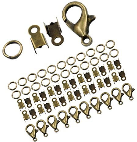 PLAFOPE Schmuckherstellungs-zubehör Umklappbare Kordelenden Biegeringe Karabinerverschlüsse Für Diy-schmuck Armband-verbindungsschnallen Schmuckzubehör-set