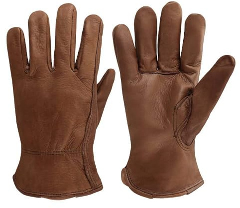 OLSON DEEPAK Arbeitshandschuhe aus Leder für Fahrer/Motorrad/Reiten/Hofarbeit/Farm-Weich und perfekte Passform für Herren und Damen (Retro, XL)