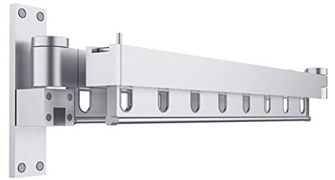 Tendedero Plegable para Colgar en la Pared, Extensible, con Orificio Resistente al Viento, para Interiores y Exteriores, para balcón, Ahorro Espacio, Elegante Plata