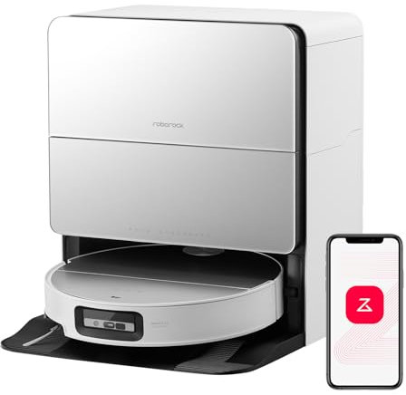 roborock Saros 10 Robot Vacuum Cleaner 22,000 Pa, 3.14-Inch Ultra Slim, Zero-Tangling, AI 3.0 Obstacle Avoidance, Auto Detachable Mop, 80°C Mop Washing, Hot Water Dock Self Cleaning (White)