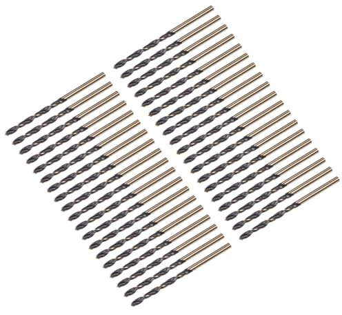 QUARKZMAN 36 brocas Jobber de 3 mm (0,118 pulgadas) con revestimiento de nitruro negro y titanio dorado M2 de alta velocidad (HSS) para acero inoxidable, aleación de aluminio, metal