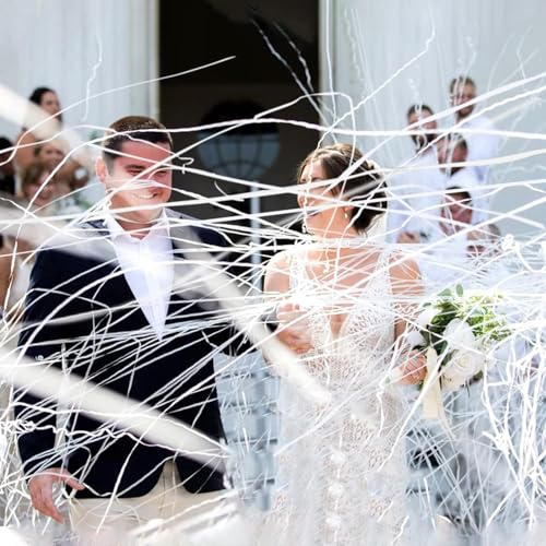 Carpeta 12 Stück Wurf Luftschlangen in Weiß für Geburtstag, Hochzeit und Party | Einfache Handhabung und Entsorgung | Konfetti Streamers Weiss
