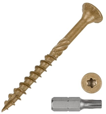 METALLIXITY 500Pcs #8x2 Deck Screws Kit Wood Screw CS Tan | Decking Screws Epoxy Coated with T25 Torx Drive Head for Wood Fence,Table,Chairs