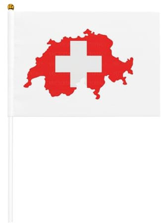 Mini-Flaggen-Set mit Schweizer Flagge, 14 x 21 cm, kleine Miniatur-Flaggen für alle Jahreszeiten