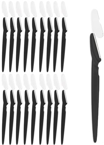 18pcs Dermaplaning Blades For Face - Face Razors for Women, Eyebrow Razor & Facial Hair Remover, Exfoliates Facial Skin, Eyebrow Shaper, Dermaplaning Tool for Women and Men (Black)