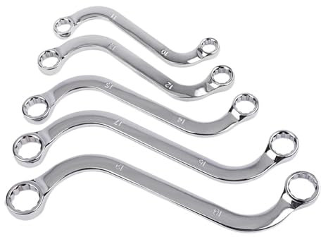 Llave de anillo métrico – Llave combinada flexible | Llave de doble anillo tipo S | Juego de 5 llaves dobles de extremo de caja | Juego de extremos de caja resistentes a la corrosión | 10 11 12 13 14