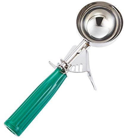 Saebye 2.67 OZ Scoop - #12 (1/3 Cup) - Disher, Ice Cream Soop, Cookie Scoop - Portion Control - 18/8 Stainless Steel, Green Handle
