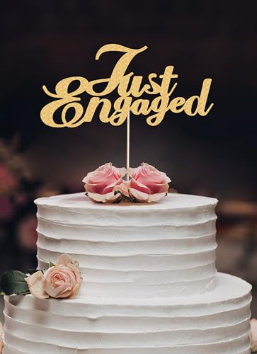 Just Engaged Cake Topper - Just Engaged Cake Topper for Engagement Party Decorations,We're Engaged Cake Toppers Golden Sign