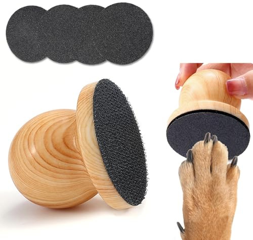 DAUNZMR - Lima per unghie per cani con 4 pezzi di carta vetrata sostituibile, in legno, per cani e gatti