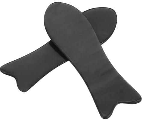 WRITWAA 2 St Gua Sha Verktyg i Äkta Oxhorn Ergonomisk Skrapa för Ansikte och Hudvårdsmassage med Smidig Design för Avslappning och Muskelavlastning Bärbar och Lättanvänd