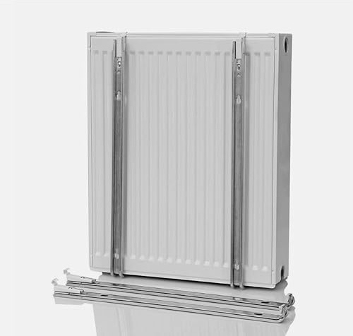 C-Konsol Heizkörper Wandhalterung | Chrom, Weiß (600 mm) | Für Plattenheizkörper Typ 10–33 | Stabil & Geräuscharm | Höhenverstellbar | Komplettes Montageset inkl. Dübel & Schrauben