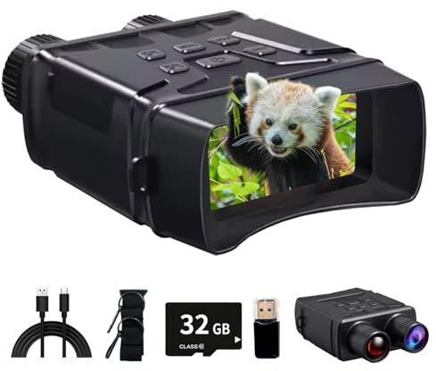 Gafas de visión nocturna de 2.7 K, prismáticos de visión nocturna con zoom 10X y pantalla LCD de 3 pulgadas con infrarrojos, batería recargable de 3000 mAh, tarjeta TF de 32 GB, grabación de video y