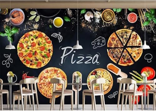 Tizhweqo Carta da Parati Moderna Pizza 300x210 Carta da Parati Panoramica Tema del Cibo 3D Fotomurale Tessuto Non Tessuto Decorazione Parete Poster Soggiorno Camera da Letto 788v