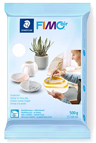 STAEDTLER 8100-0 FIMOair Basic - Air Drying Modelling Clay, 500g - White (Pack of 1)