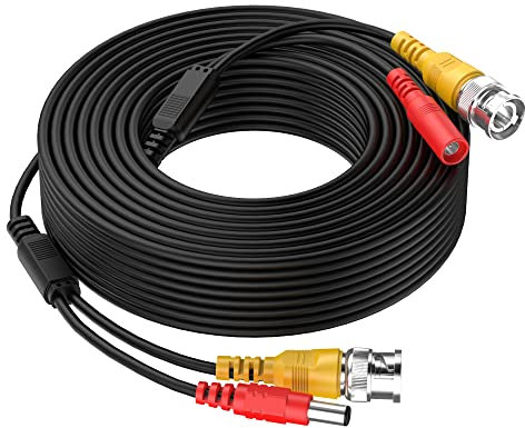 Cocar 50 Fuß 15M All-in-One BNC Video-Verlängerungskabel mit Power-DC-Anschluss für Überwachungskamera Home Surveillance CCTV Closed Circuit TV System