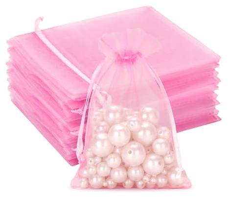 G2PLUS 100 Stück Rosa Organzasäckchen 10x15 CM: Geschenk Organzabeutel, Hochzeit Organza-Beutelchen mit Kordelzug Sie als Hochzeit Bonbonsbeutel, Schmuckbeutel, Geschenkbeutel | Organzabeutel mit Kordelzug Säckchen für Konfekt für Hochzeit, Bonbonschmuck