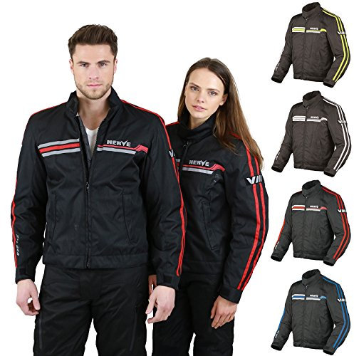 Leichte Motorradjacke mit Protektoren -Swift- Roller Motorrad Jacke Herren Sommer Winter Kurze Textil Männer Protektorenjacke Wasserdicht Winddicht - Schwarz-Rot - M