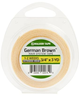 Brown Liner/Cloth/German Brown Adhésif double face ruban rouleau Walker Adhésif hommes Toupet Extension Cheveux Perruque remplacement Système Prothèse(3 verges et 3/4 pouce)