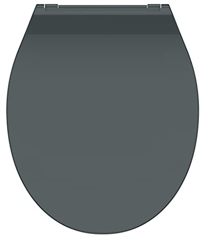 SCHÜTTE WC-Sitz - Toilettendeckel Slim | schlanker Klodeckel mit Absenkautomatik & Schnellverschluss | Duroplast | Anthrazit | 19382