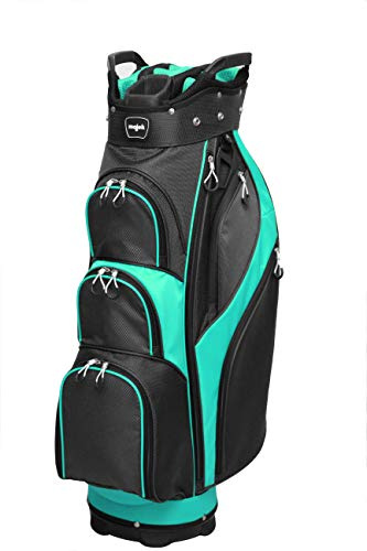 Majek Premium Ladies Black Teal Golf Bag 9.5 inch 14-Way Friendly Separator Top with Putter Sleeve