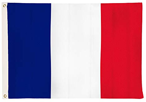 Aricona Drapeau France 90x150cm – français - résistant aux intempéries, avec œillets en laiton, 100% polyester, coutures doubles robustes et couleurs éclatantes – pour extérieur