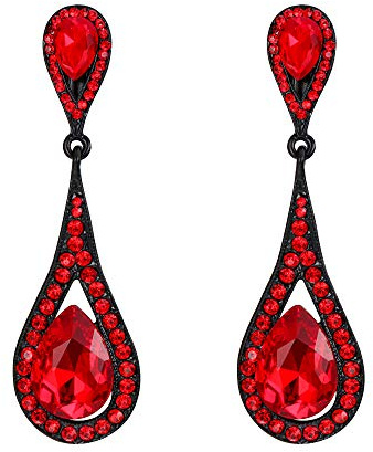 EVER FAITH Damen Österreichische Kristall Double Tropfen Clip-on Dangle Ohrringe