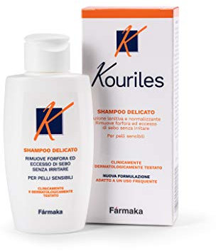 Kouriles® Shampoo Antiforfora Delicato per Dermatiti Seborroiche, Irritazioni del Cuoio Capelluto o Crosta Lattea Neonatale con Climbazolo, Phlorogine, Vitamina E e Acido Ialuronico (100 ml)