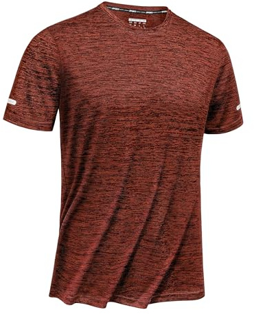 TACVASEN T-Shirts à Manches Courtes Homme Tee Shirt Running Homme Course Top Respirant Vêtements de Sport et de Fitness Portables Orange Foncé, L