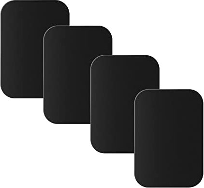 Juspota 4 Pièces Plaque Metallique Minces Telephone avec Adhésif pour Support Téléphone Voiture Magnétique Aimant, Noir 4 Rectangles
