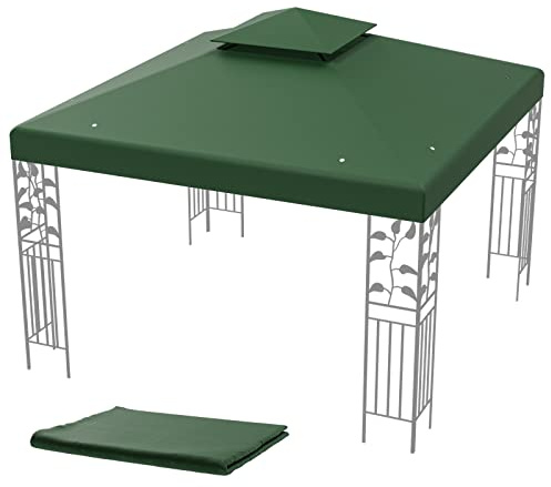 COSTWAY Toile de Rechange pour Pavillon de Jardin 3 x 3 M en Polyester Impérméable Haute densité 160g/m², Toile de Toit pour Pavillon Tonnelle Tente (Vert)