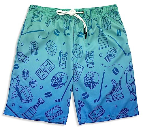 ChalkTalkSPORTS Hockey Swim Trunks – Iconic – Quick Dry Bathing Suit Boys Men – Hockey Gift for Boys Youth Adult – Youth Medium