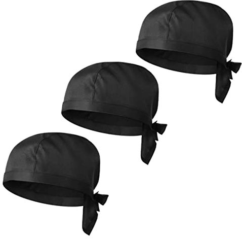 ULTECHNOVO 3pièces Chapeaux De Cuisine Unisexe Casquettes Ajustables Pour Chefs Cuisiniers Et Étudiants Restauration Confortables Et Respirantes Noir