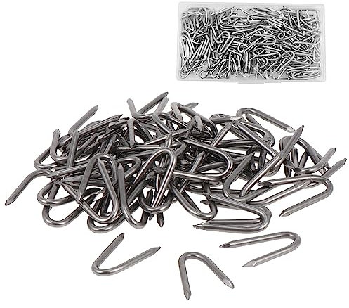 Pack of 200 Fence Clips Clamps U-Shaped Fasteners Nails Staples for Fence for Fastening Wire Mesh and Woven Fences Galvanised