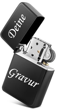 Feuerzeug mit Gravur | Personalisiertes Geschenk für Mann, Papa oder Freund | Geburtstagsgeschenk| |Benzinfeuerzeug | individueller (Schwarz)
