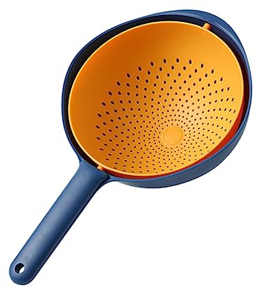 Zerodeko Égouttoir à Légumes avec Poignée en Plastique Double Couche Panier Filtre Intégré Meilleure Évacuation, Cuisine la Maison