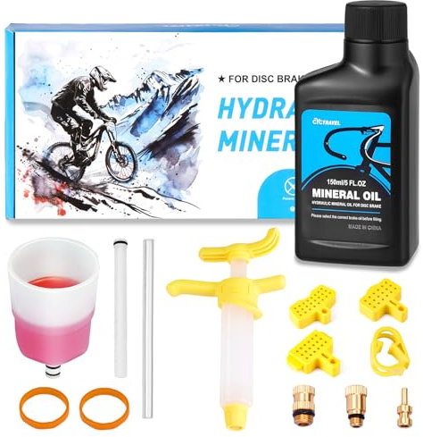 cyctravel Brake Bleed Kit for Shimano Hydraulic Brakes. Bicycle Hydraulic Brake Bleed Kit Including 150ML Mineral Oil Brake Fluid and Step by Step Instructions.