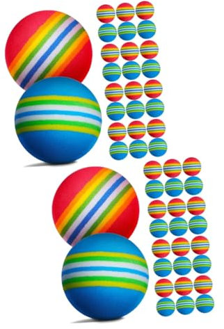 Milisten 52 STK Regenbogenkugel Golf-Übungsbälle runde Kugel Zubehör für Boccia-Spiele Golfzubehör Streifen Trainingsball den Ball Rollen Übungsball Kind Spielzeugball Eva