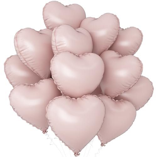 Baby Pink Heart Balloons,12Pcs Pink Heart Shaped Foil Balloons,18Inch Pastel Pink Helium Polyester Film Balloon for Baby Shower Birthday Anniversary Wedding Party Decorations