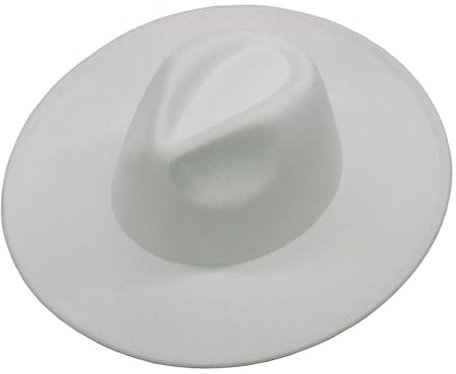 Unisex-Fedora-Kappe, klassisch, große breite Krempe, All-Match, formelle Kirche, Filzhut, weiß, 6 7/8-7 1/8