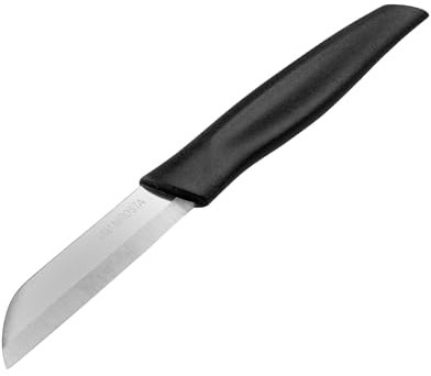 Nirosta Basic Coltello per verdure 17 cm, lama curva da 7 cm in acciaio inox, ottimo per tritare, tritare e sbucciare verdure con facilità manico in plastica nera, impugnatura comoda, 1 pz.