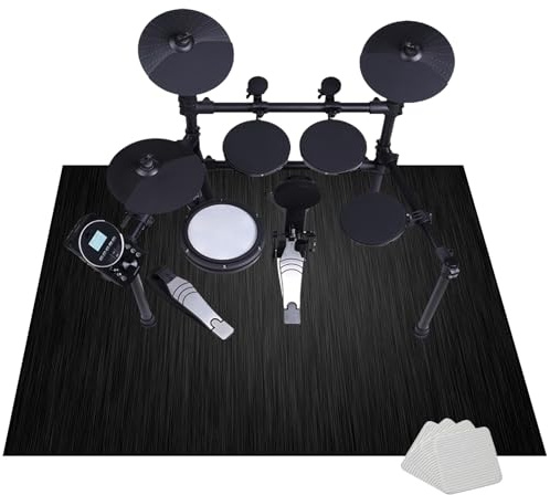 Tappetino Insonorizzato Batteria - Tappeto Professionale per Batteria e Strumenti a Percussione - Carpet Drum Mat - Tappeto per Batteria - Tappeto Antiscivolo Batteria Elettronica 120 x 90 cm